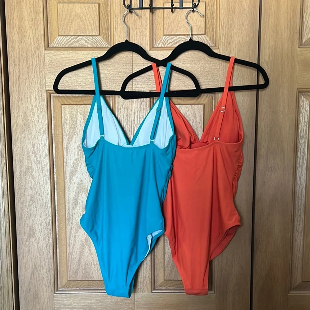 Vibrant Women's Swimwear Set - Blue and Orange - Picture 2 of 6